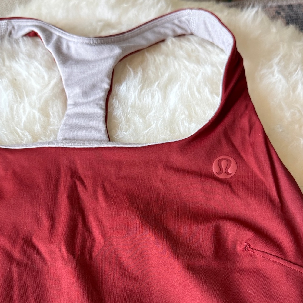 lululemon Red Racerback Tank with Built-In Bra - Picture 2 of 5